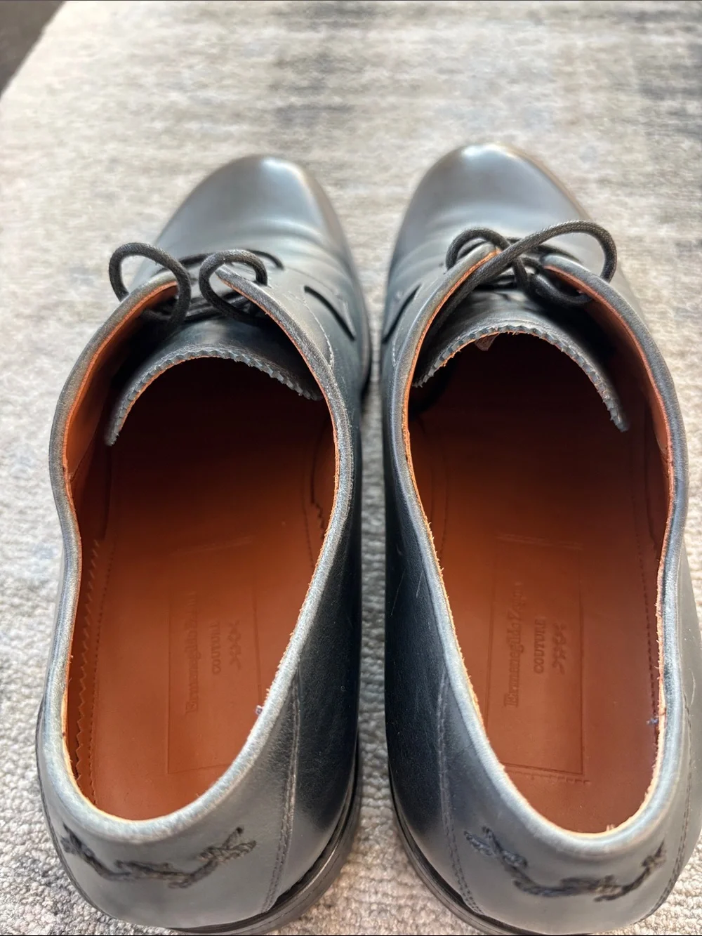 Ermenegildo Zegna Couture Midnight Navy Blue Leather Derby Shoes 8EU 9US